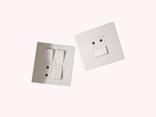 Pair of simple light switch boards with white background.