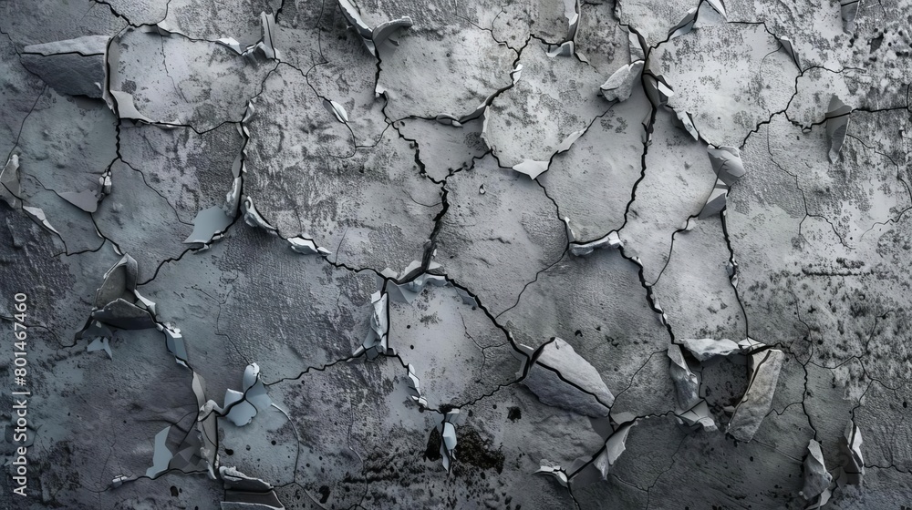 Poster gray concrete wall texture background with cracked surface pattern 3d rendering