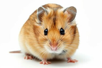 A cute hamster on a clean white background, adorable and fluffy.