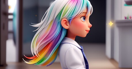 colorful rainbow hair