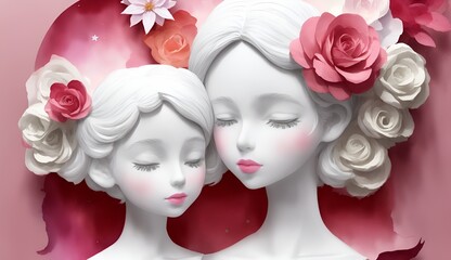 mother and daughter statue