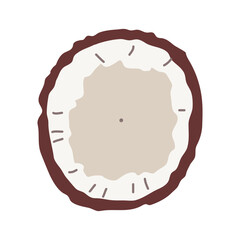 Coconut. Half of a fruit on a white background