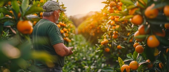Southeast Asian Agronomist with AI Drone Assesses Florida Orange Orchard