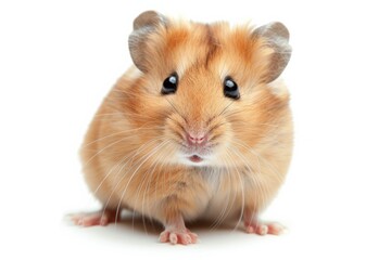 A cute hamster on a clean white background, adorable and fluffy.