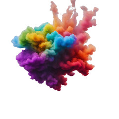 Multicolor paint explosion, Colored powder splash. Holi Rainbow splash on isolated white background, png