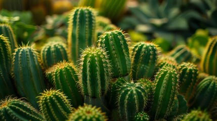 lush green cactus cluster showcasing the resilience and beauty of desert flora closeup photography
