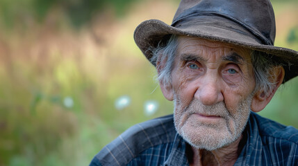 Retrato de um homem velho ao ar livre - obrazy, fototapety, plakaty