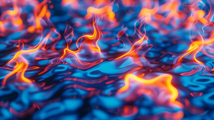 Abstract Fire flames with Neon effect, black background
