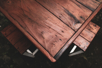 Decorative table and chairs in empty outdoor cafe
