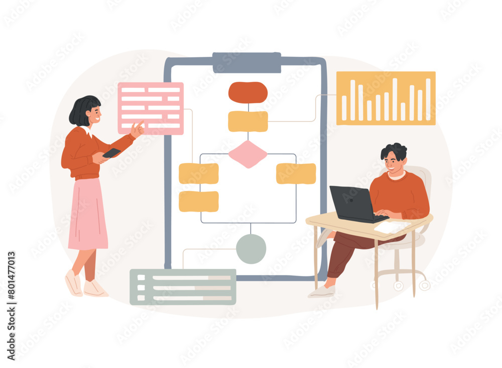Poster workflow process isolated concept vector illustration.