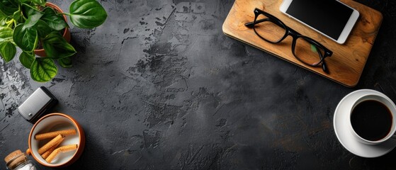 Engineer a sleek, professional blank mockup, symbolizing the dedication to quitting smoking and upholding professionalism.