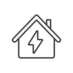 Electrification, in line design. Electrification, electric, power, energy on white background vector. Electrification editable stroke icon.