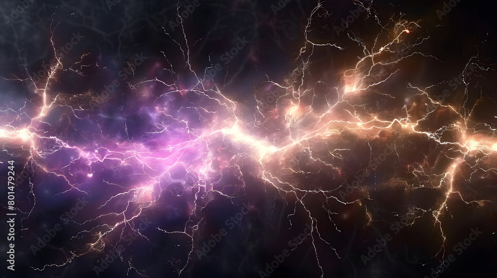 Poster a flash of lightning and thunder spark on a transparent background. modern lightning, electricity bl