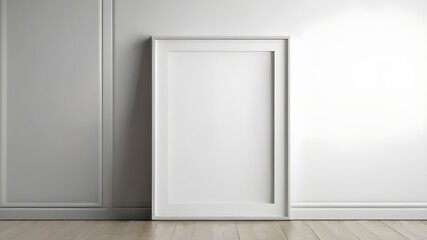 Empty mock up frame with white wall background 