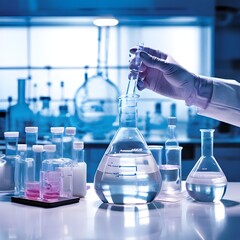 hand-of-scientist-holding-flask-with-lab-glassware-in-chemical-laboratory-background-science-laboratory