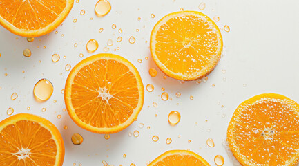 orange fruit slices on white background