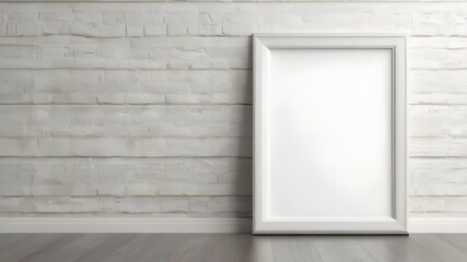 Empty mock up frame with gray wall background 