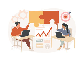 Job sharing isolated concept vector illustration.