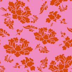 Obraz premium Flowers pattern, floral illustration. Fabric design.