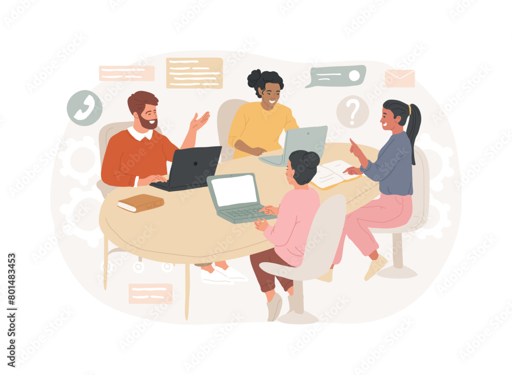 Wall mural meeting isolated concept vector illustration.