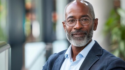 Fototapeta premium mature black businessman portrait in corporate office professional headshot photo