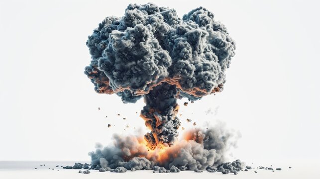 massive nuclear explosion with ominous mushroom cloud isolated on white background 3d illustration