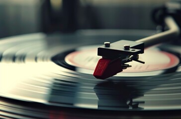  A closeup of the needle on an old vinyl record player