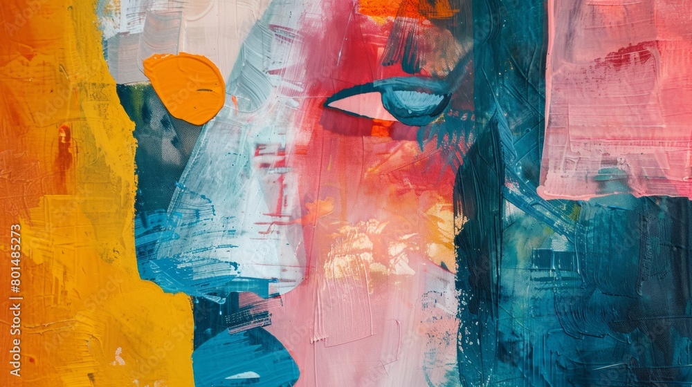 Poster an abstract representation of emotions, using color, shape, and texture to convey mood.