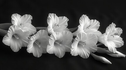   A cluster of white blossoms resting together on a dark background, with a single bloom centered in the frame