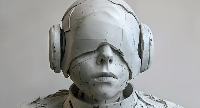 Close-up perspective of a clay sculpture depicting a biofeedback suit with Jungian archetypes. Concept Clay Sculpture, Close-Up, Biofeedback Suit, Jungian Archetypes, Perspective
