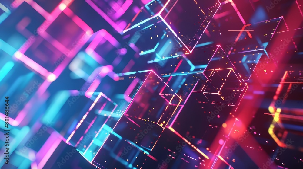 Poster modern digital 3d abstract background with geometric shapes and copy space