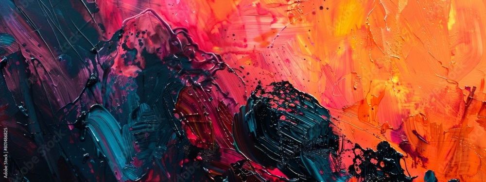 Poster an abstract representation of emotions, using color, shape, and texture to convey mood.