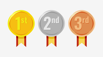 Winner Gold, Silver, Bronze. 1st 2nd 3rd medal first place second third Placement Achievement award winner badge guarantee winning prize ribbon symbol sign icon logo template 