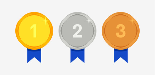 Winner Gold, Silver, Bronze. 1st 2nd 3rd medal first place second third Placement Achievement award winner badge guarantee winning prize ribbon symbol sign icon logo template 