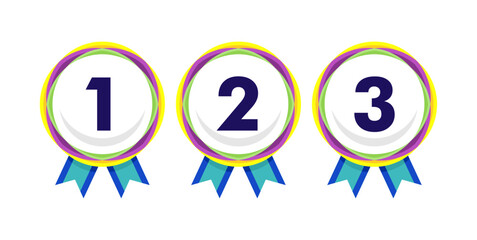 Winner Gold, Silver, Bronze. 1st 2nd 3rd medal first place second third Placement Achievement award winner badge guarantee winning prize ribbon symbol sign icon logo template 