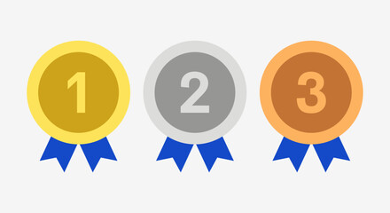 Winner Gold, Silver, Bronze. 1st 2nd 3rd medal first place second third Placement Achievement award winner badge guarantee winning prize ribbon symbol sign icon logo template 
