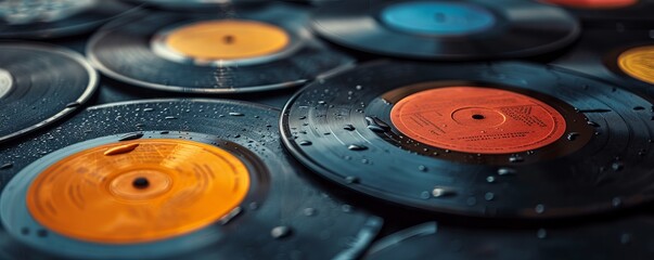 Retro vintage vinyl records background