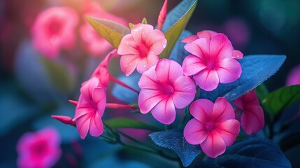   Pink flowers on a green leafed plant