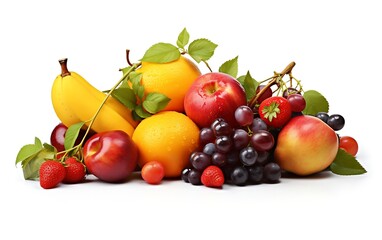Fruits and berries isolated on white background