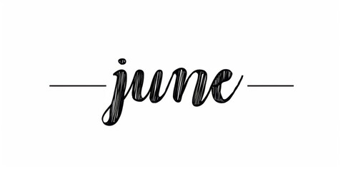 The word "june" written in one line, minimalistic on white background Generative AI