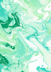 Abstract background with jade green and white marble swirls