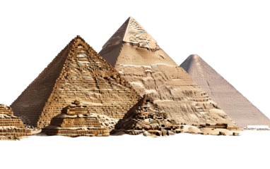Giza pyramids on white background,png