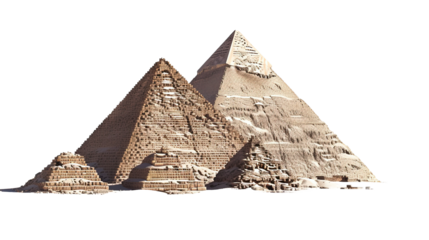 Giza pyramids on white background,png