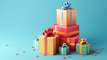 Stack of gift boxes icon isolated