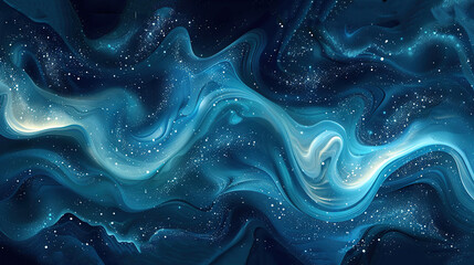   Blue and White Swirls Night Sky Painting