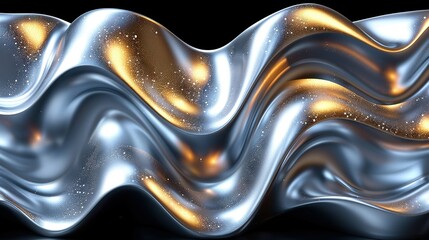 Naklejka premium Silver and gold waves on a white background, black dots on a gold background