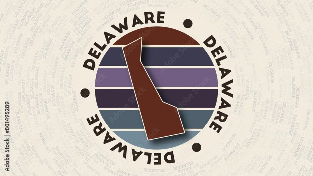 Poster delaware logo intro. badge with the circular name and map of us state. captivating delaware round lo
