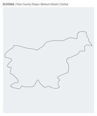 Slovenia plain country map. Medium details. Outline style. Shape of Slovenia. Vector illustration.
