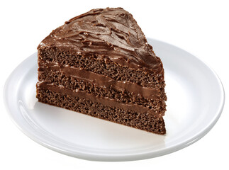 prato com bolo de chocolate isolado em fundo transparente - bolo de brigadeiro recortado