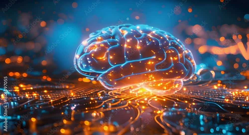 Poster bioluminescent neural network image symbolizes futuristic direct neural interface with ai. concept t